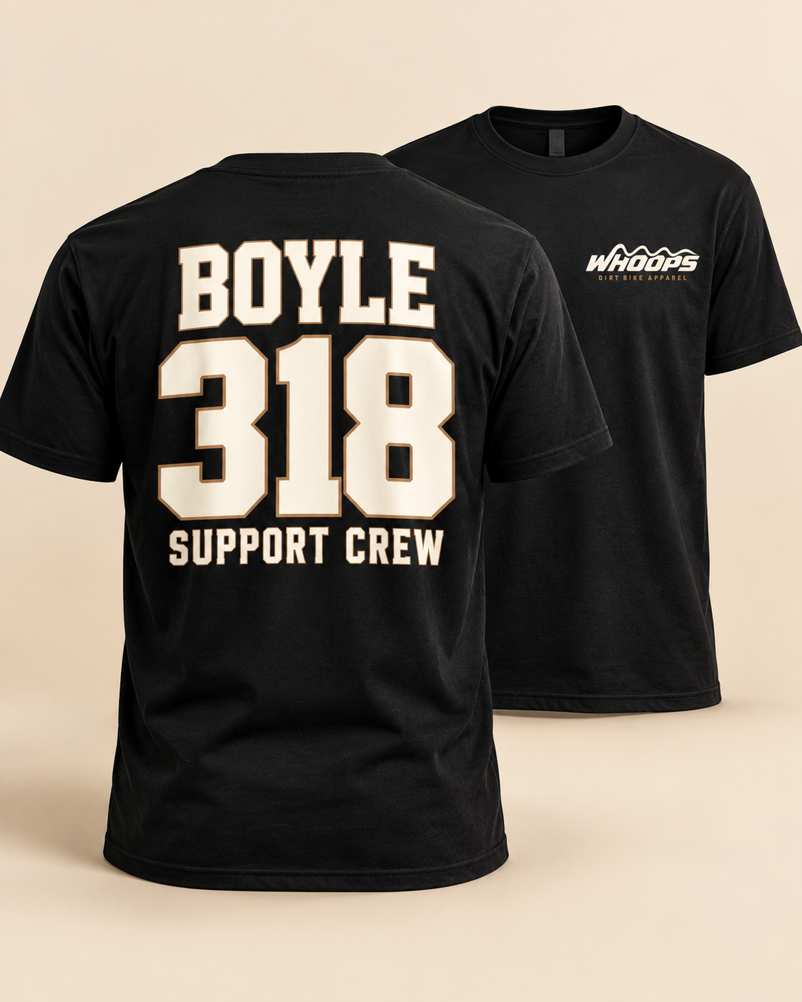WHOOPS CUSTOMS – Name + Number Support Crew Tee