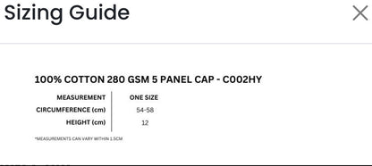 WHOOPS Custom Rider Cap sizing guide - one size 54-58 cm circumference, 12 cm height